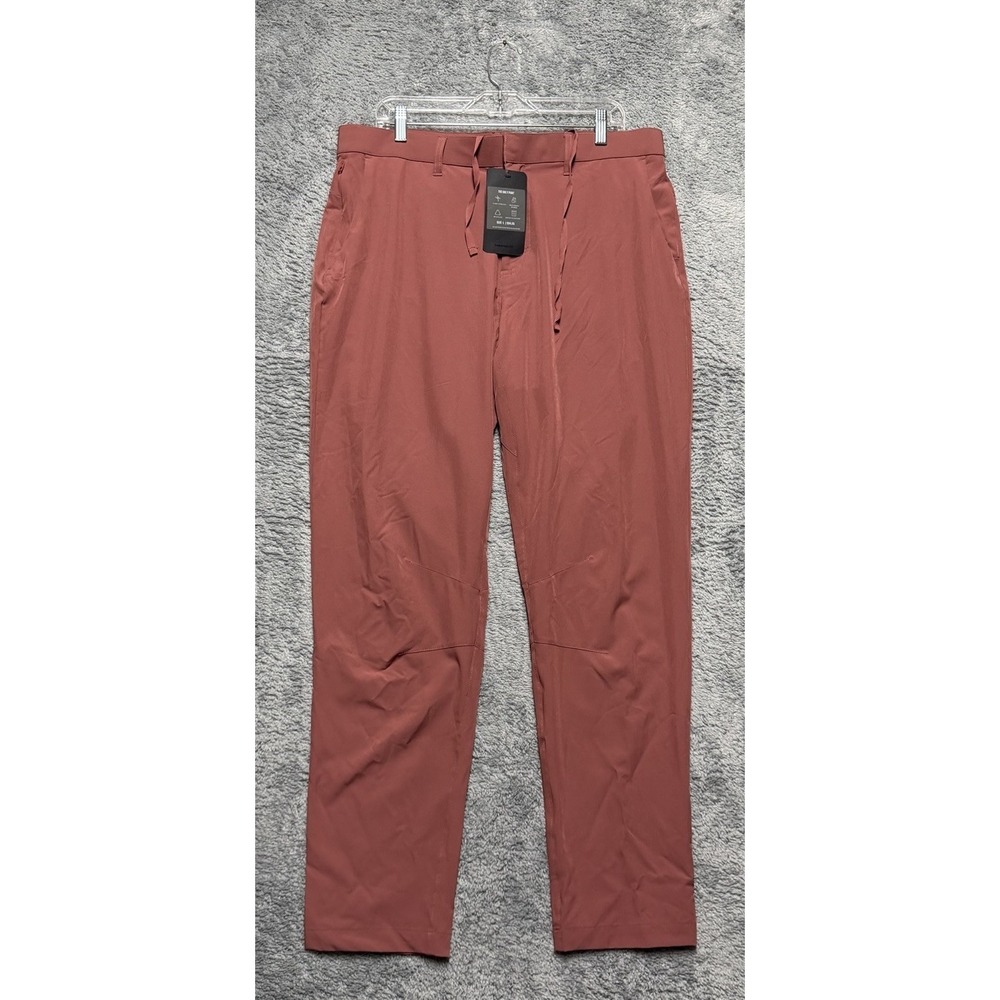Fabletics The Only Pants Mens‎ L Brick Red Stretch Golf Performance Drawstring